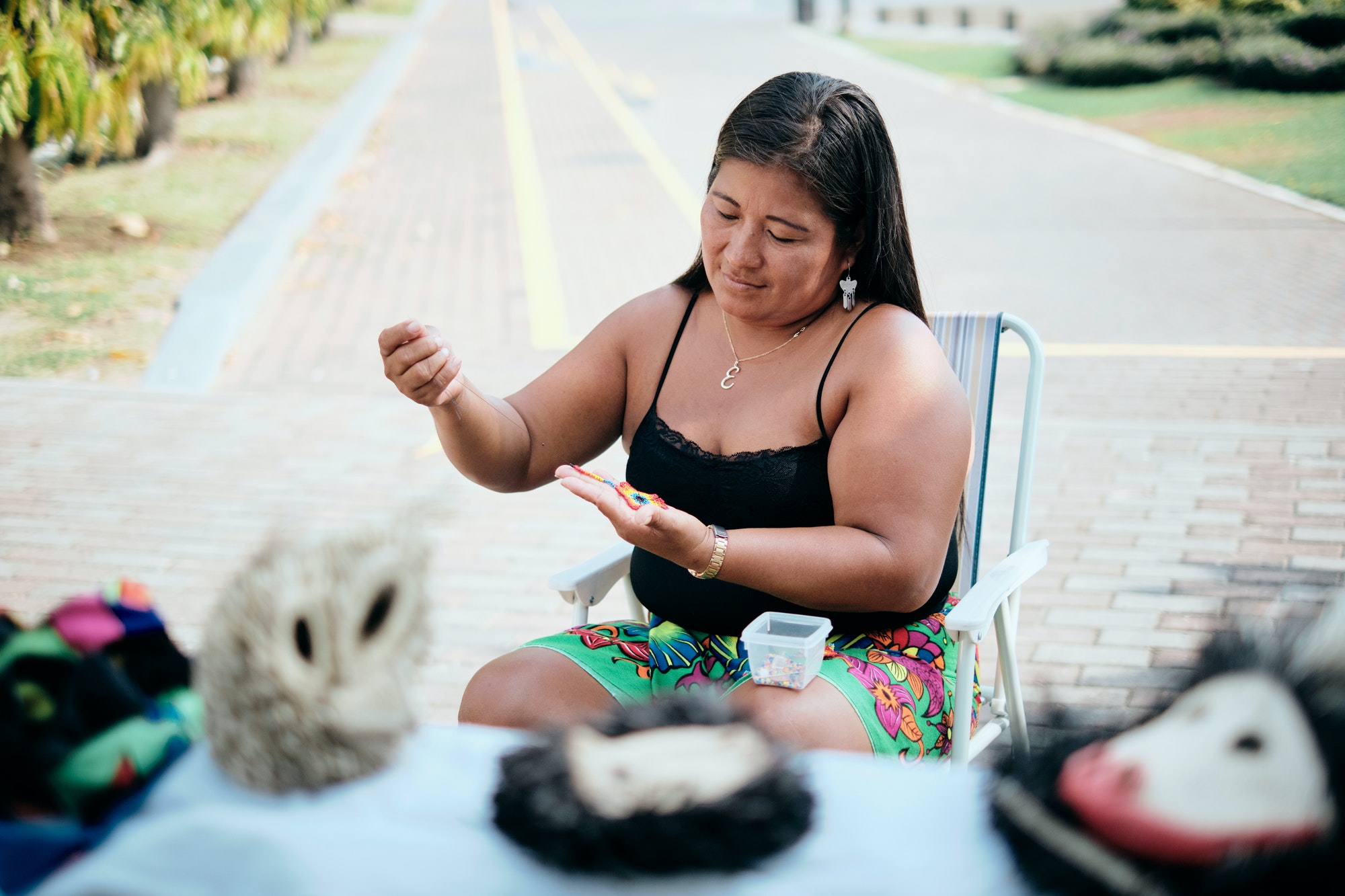Indigenous People Crafting Souvenirs For Sale
