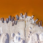 boat, drone, lake, senegal, africa, above, aerial, red, nature, aerial photography